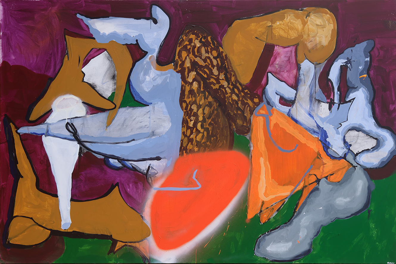 Nature forms, 2021, Acrylic and spray paint on canvas, 120x180cm